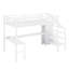 Structure de lit mezzanine avec bureau en L, garde-robe, étagères réglables, ports USB et lumières DEL