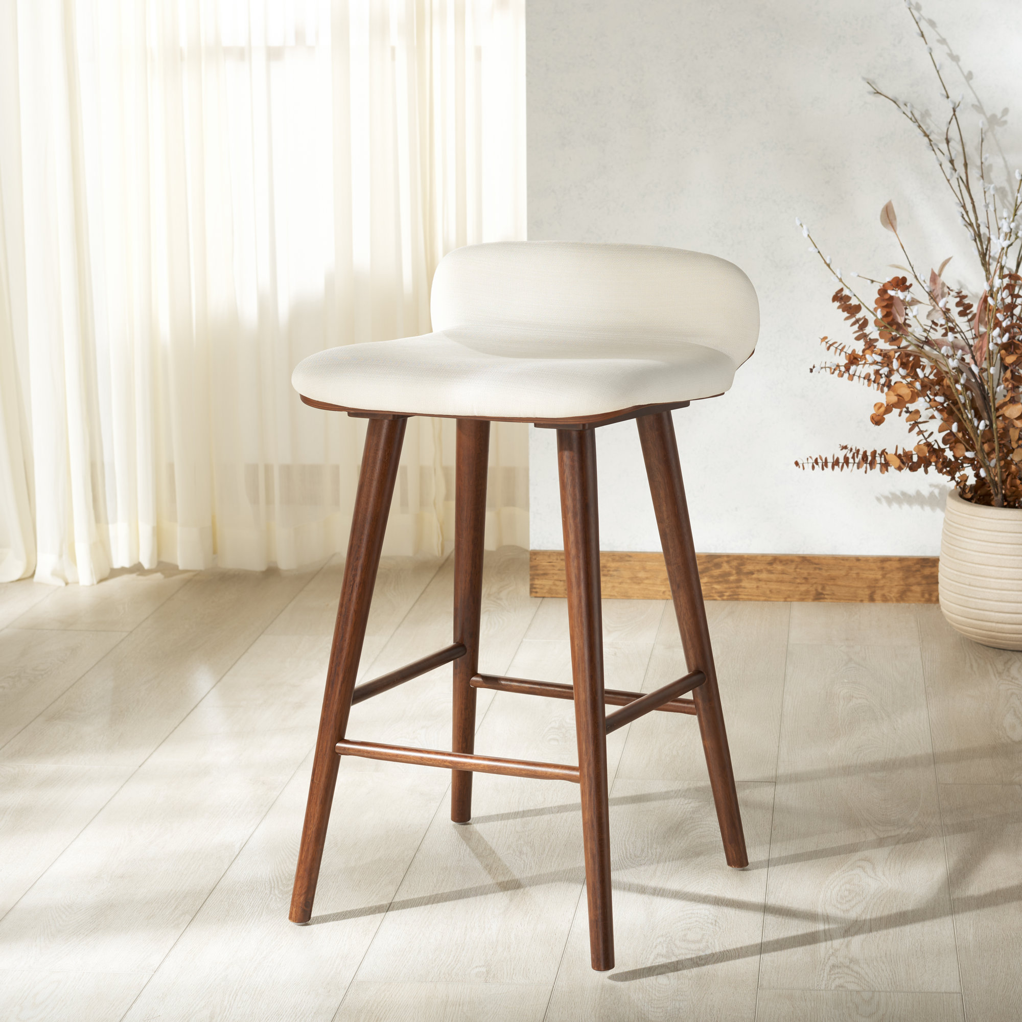 Vanya Barstool, White, Short Stool - 28"