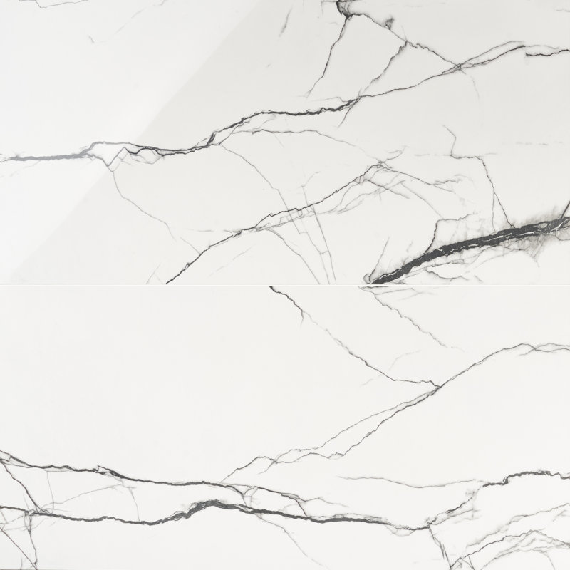 Noir Breach 23.62 in. x 47.24 in. Polished Porcelain Marble Look Floor and Wall Tile (15.49 Sq. Ft./Case), Breach