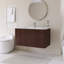 Meuble-lavabo mural simple 36 po en noyer foncé avec plateau en céramique intégré blanc-632631340