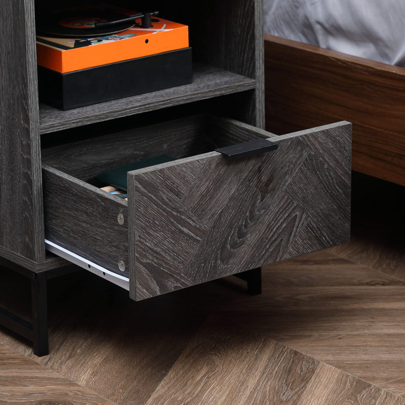 40cm W Manufactured Wood Bedside Table, Black