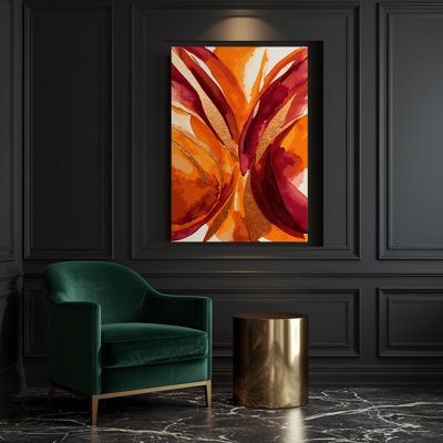 Abstrait aquarelle 54, art mural sur toile brune