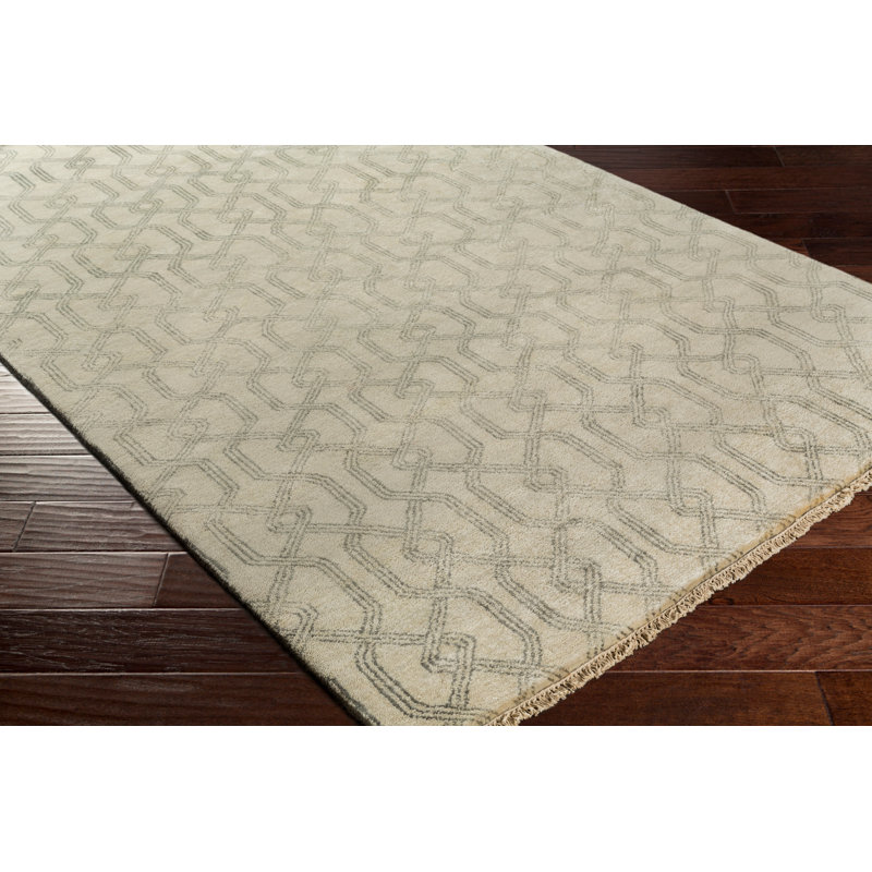 Wool Geometric Area Rug in Charcoal/Gray, Rectangle 2' x 3'