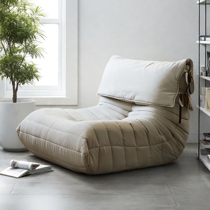 Canapé rétro paresseux chenille, Suède beige