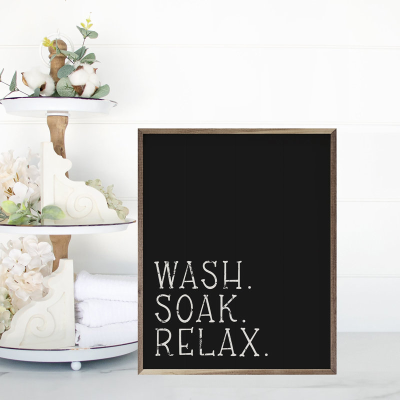 Wash Soak Relax Black, 10" H x 8" W
