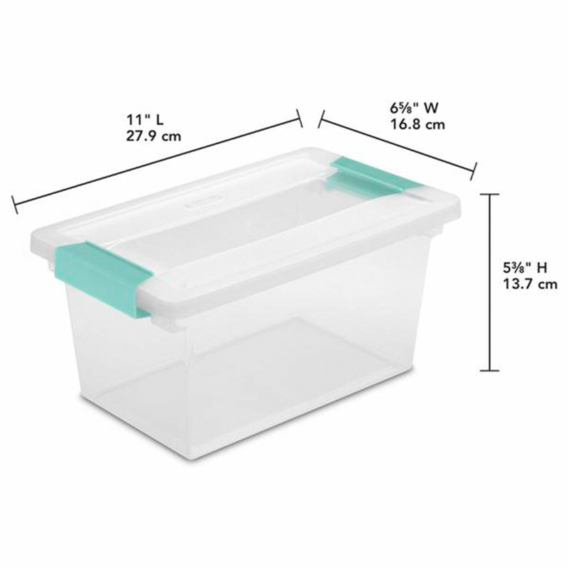 Sterilite Plastic Medium Clip Storage Box Container with Latching Lid