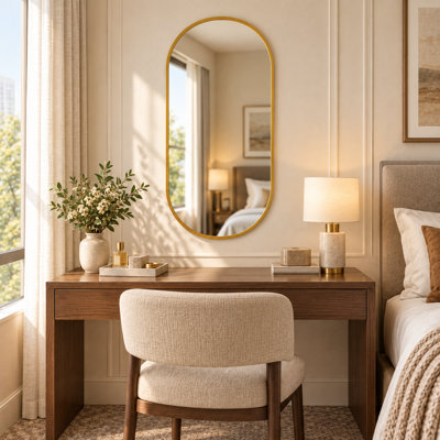 Gold 20 x 33 Inch Metal Oval  Mirror