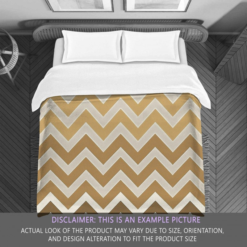 Checkered Comforter, Queen Comforter, Gold/Beige Chevron