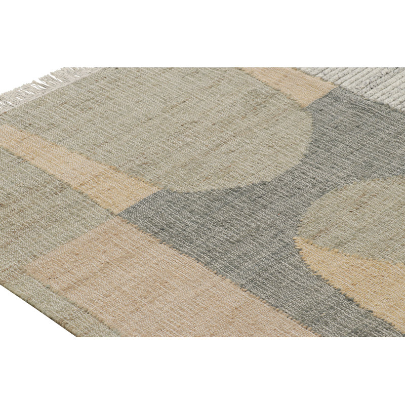 Rug & Kilim’S Flatweave Rug In Beige With Brown, Gray & Green Geometric Patterns, Rectangle 8' x 10'