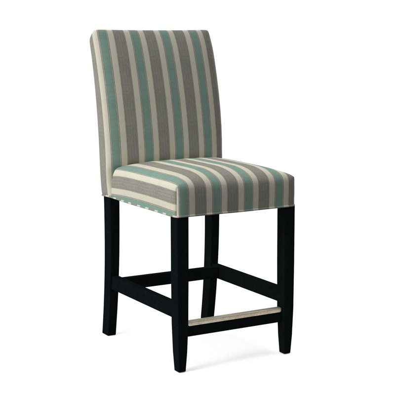 Manhattan Upholstered Stool with Solid Wood Frame, Black Finish, White Performance Fabric; 0851-94