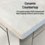 Meuble-lavabo double blanc 72 po L avec armoires latérales, robinet, comptoir en céramique teinté et 28 miroirs x P 18,25 avec égratignure-1357112036