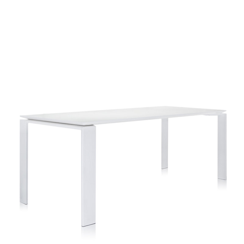 Four Metal Base Dining Table, 28" H x 75" W x 31" D, White