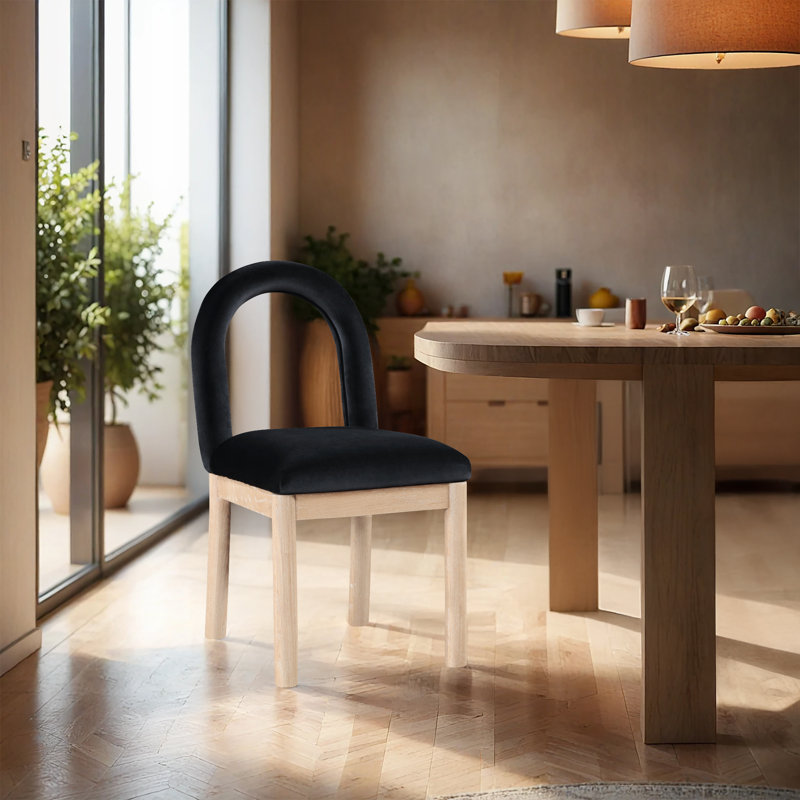 Chaise Macleod, Velours noir, Naturel