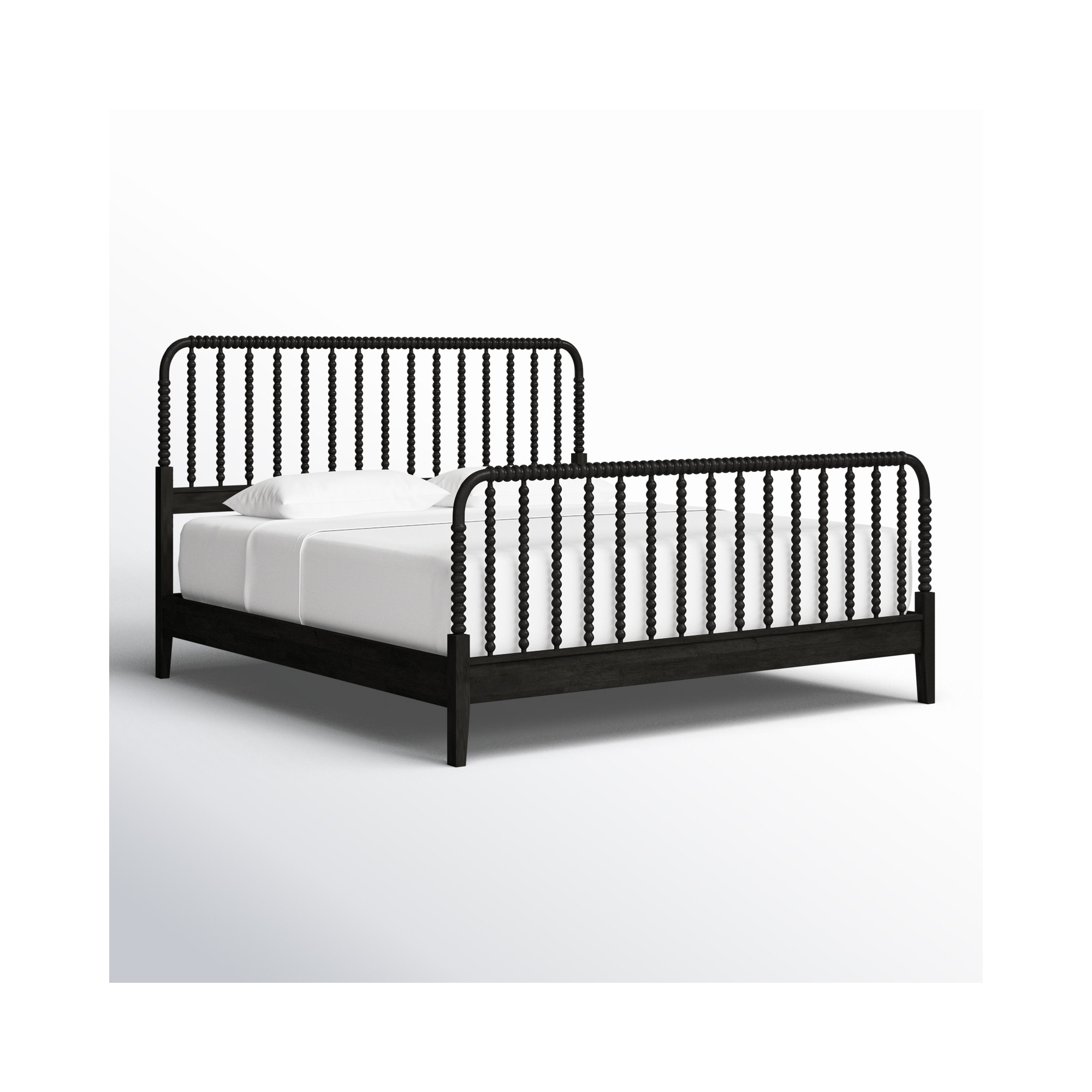 Louisa Solid Wood Spindle Bed, King, Antique Black