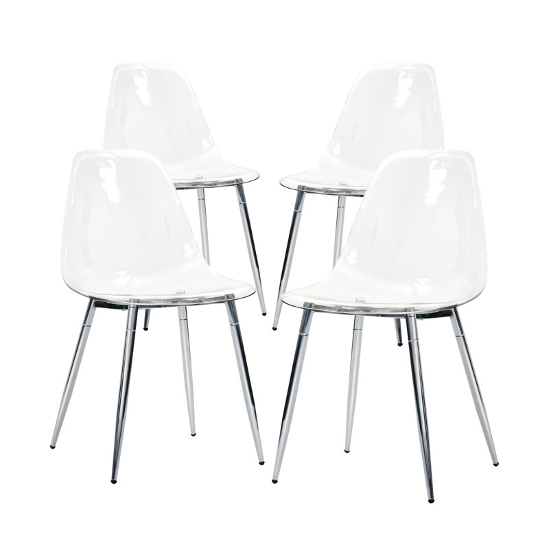 Ensemble de 4 chaises d'appoint Fuzail, Transparent
