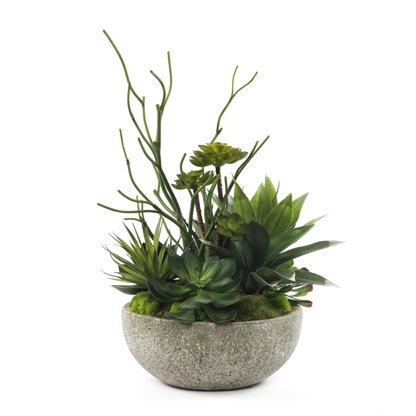 Faux Succulent in Concrete Planter