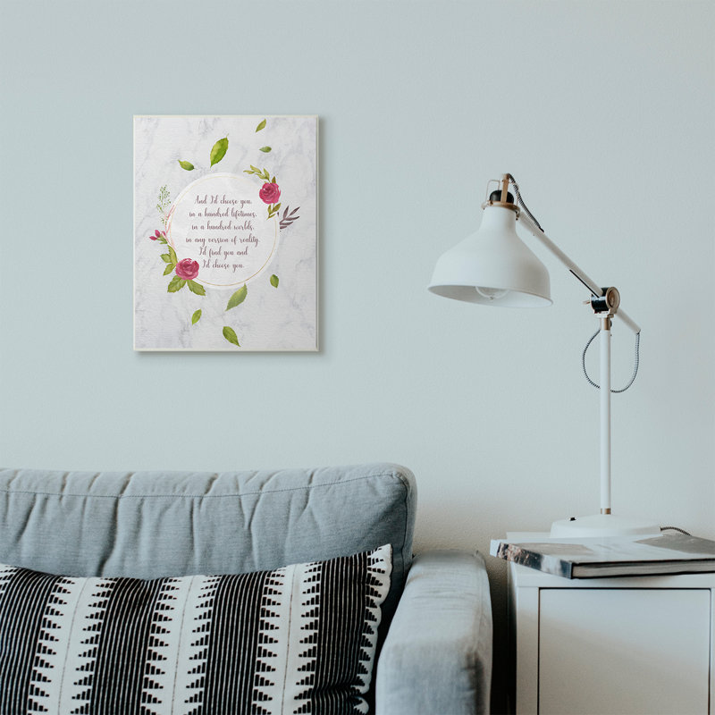 « you choose the rose green inspiration word design », art textuel, Plaque murale, H 19 po x l 13 po