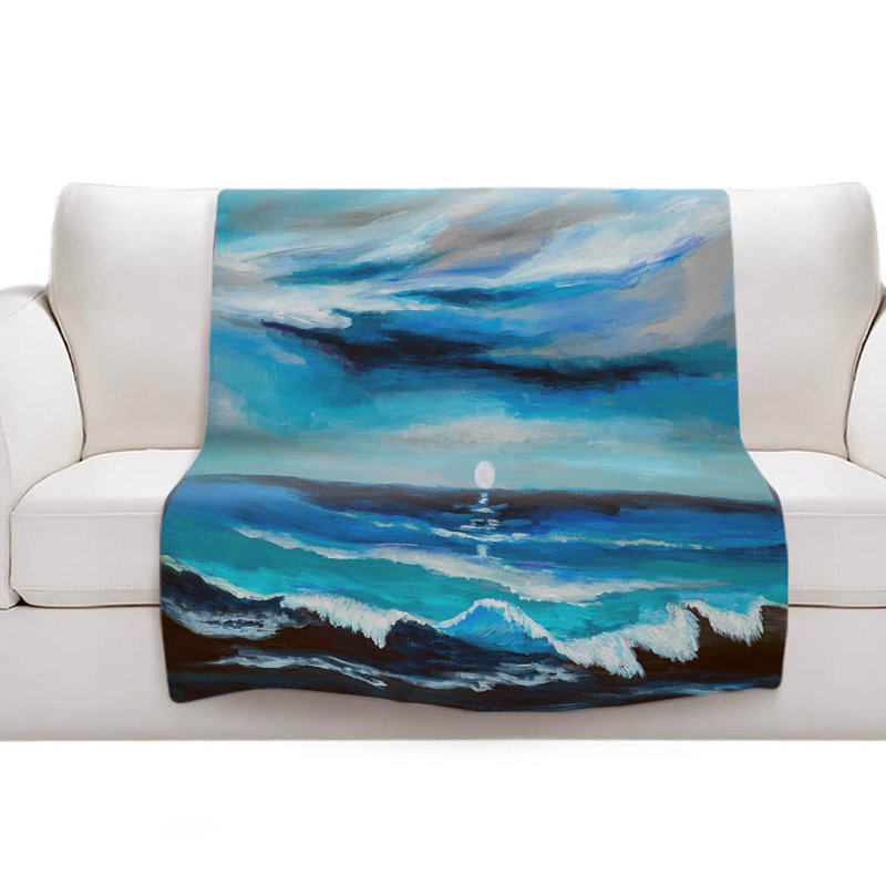 Couverture en sherpa doux seaside moon waves 1, l 51 po x L 60 po