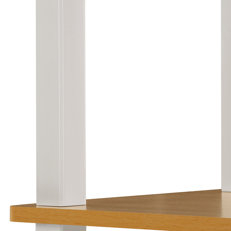 Johnston 4 Tier Toolless Assembly Shelving Unit Bookcase, Beech/White Square Tube