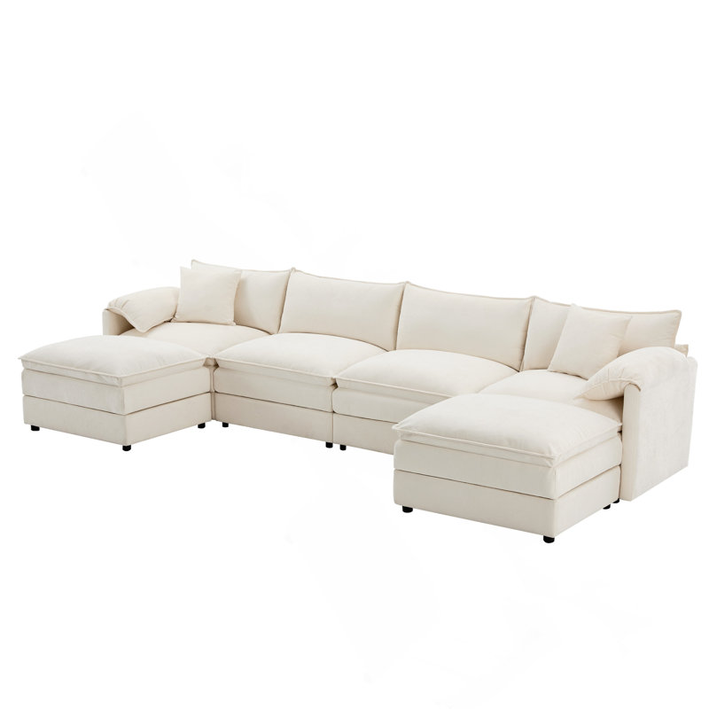 [VIDEO] 136" Chenille Modular Sectional Sofa With Deep And Wide Seat