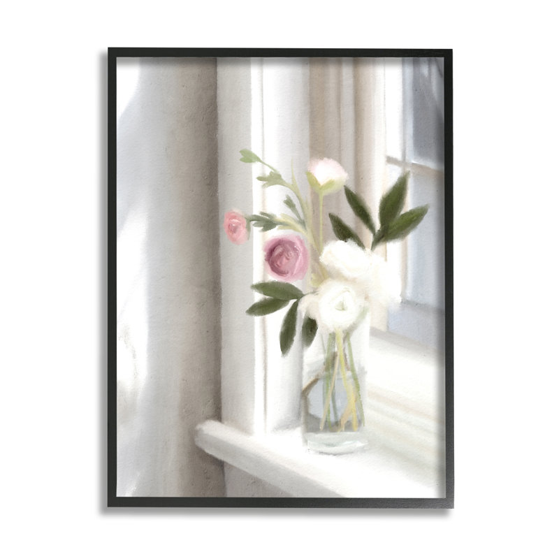 Bouquet de fleurs ensoleillé, Giclée encadrée noir minuit, H 14 po x l 11 po x P 1,5 po