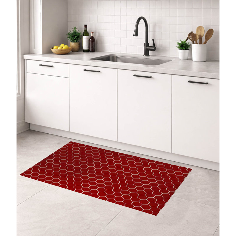 Tapis de cuisine Byrdhill, Rectangle 5 pi x 7 pi, Rouge canneberge