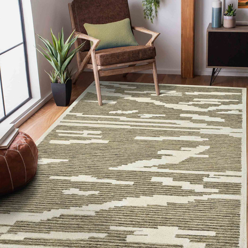 Lupo Modern Handwoven Flatweave New Zealand Wool Area Rug, Rectangle 8' x 10'