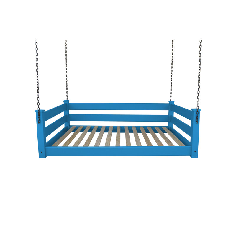 Lit de jour suspendu en bois massif Adrow, Bleu Cara¨ïbes, Double