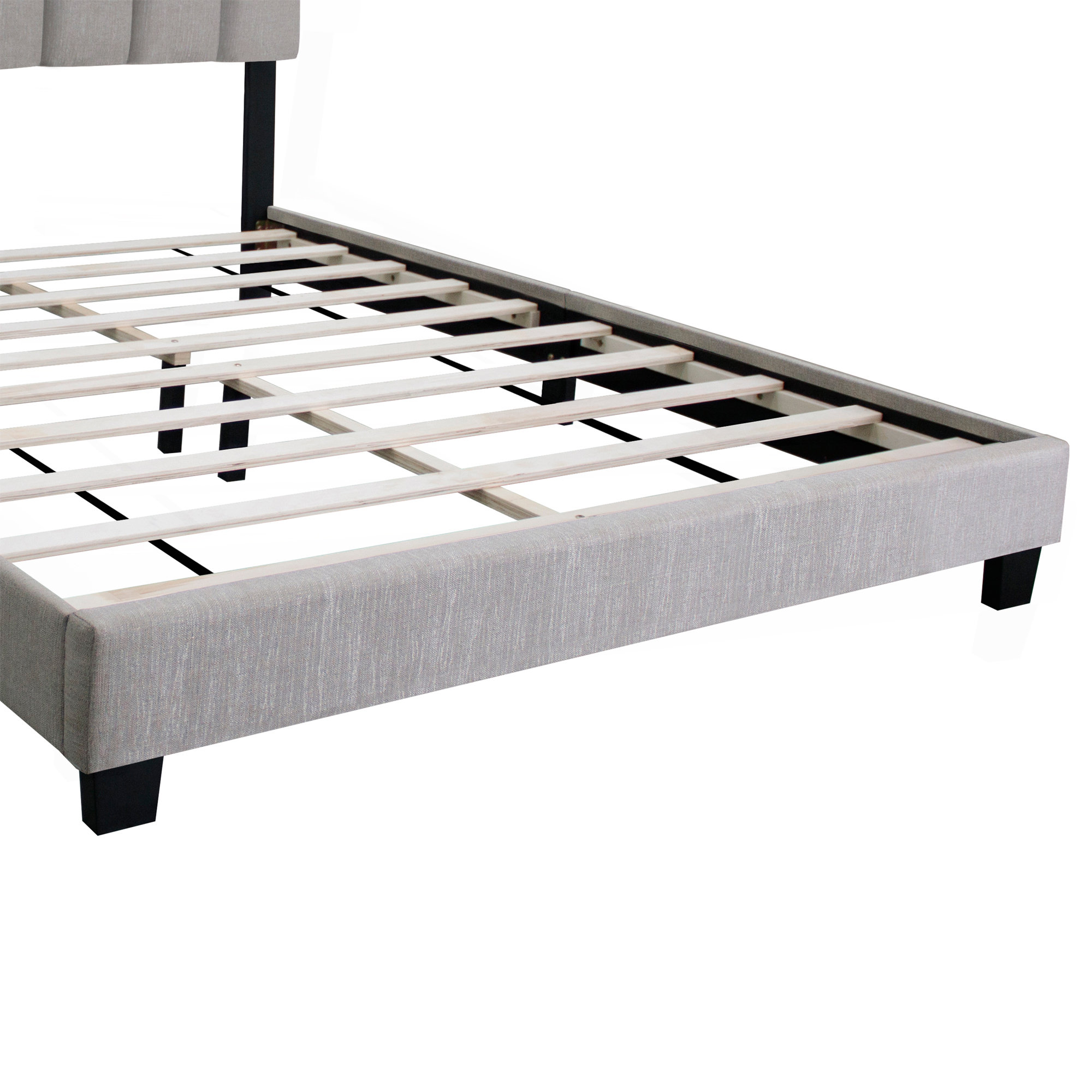 Ebern Designs Grey Queen Size Adjustable Upholstered Bed Frame ...