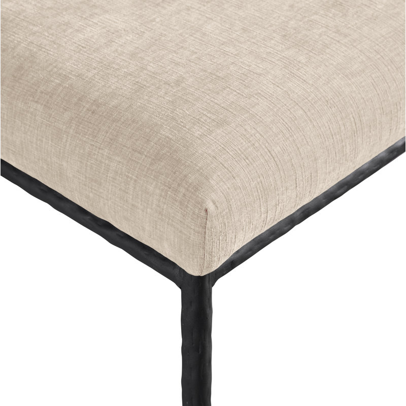 Chaise d'appoint en chenille Reeves, Tissu chenille beige, Noir mat