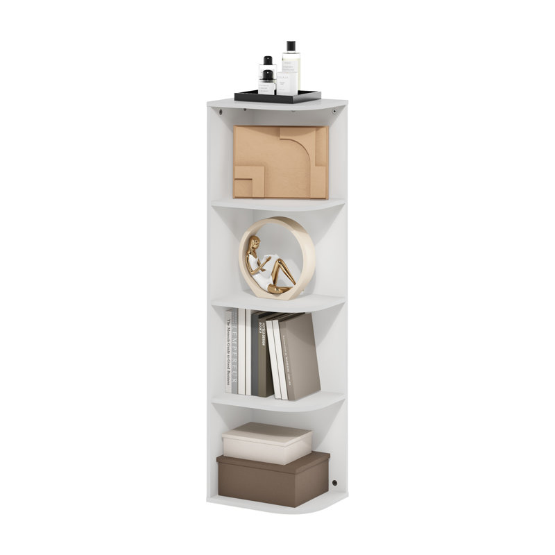 Cresta Corner Bookcase, (4 Shelves) 41.4" H x 12.01" W x 9.3" D, White