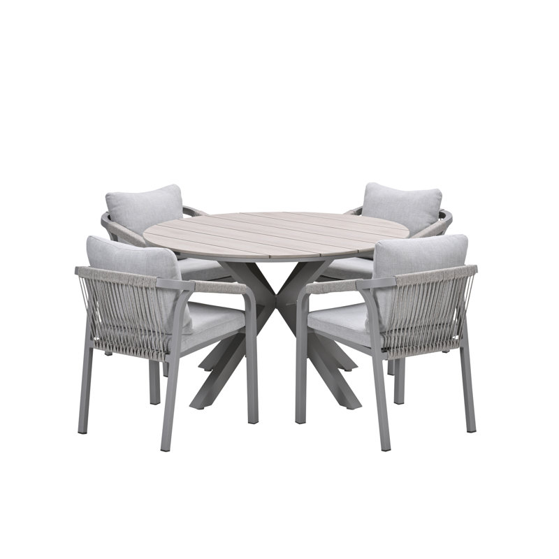 Neodesha Round 122cm 5 Piece 4 Person Outdoor Table set with Wardsville Dining Chairs