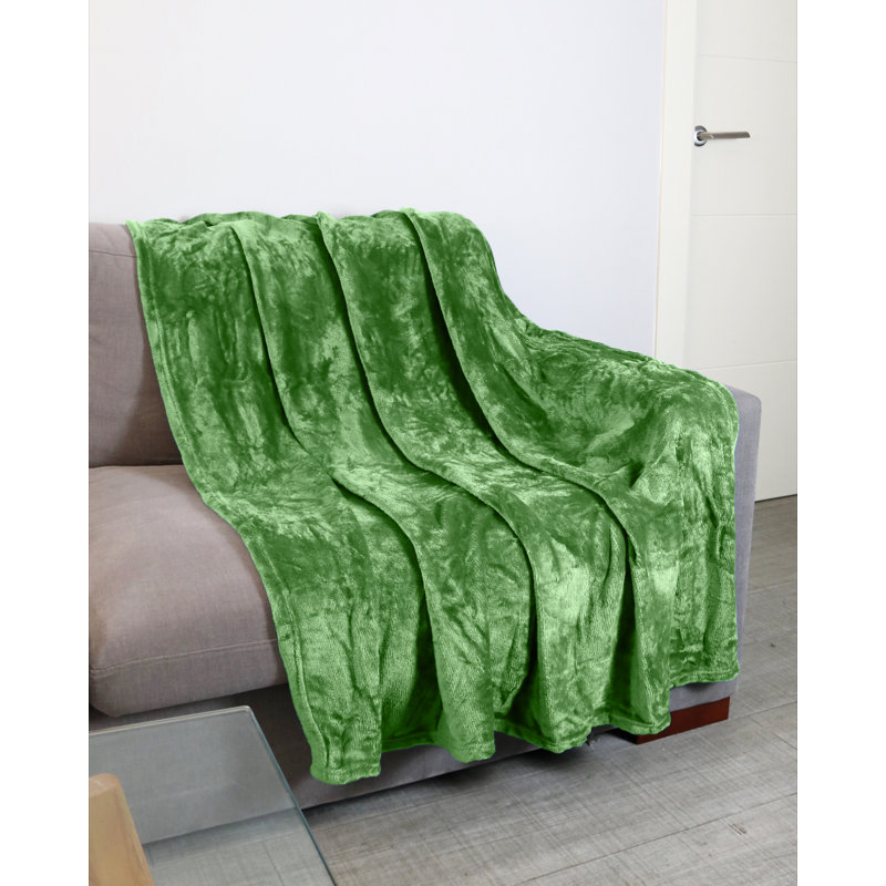 Couverture polaire en microfibre, Vert, L 60 po x L 80 po