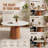 Designer Round Dining Table 47"/ 53"/59" with Authentic Solid Wood Pedestal & 4 Luxury Sintered Stone Top for Modern Dining Rooms-1802146639-1802090012