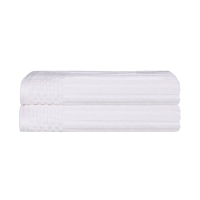 Yaholo Cotton Highly Absorbent Solid and Checkered Border Bath Towels