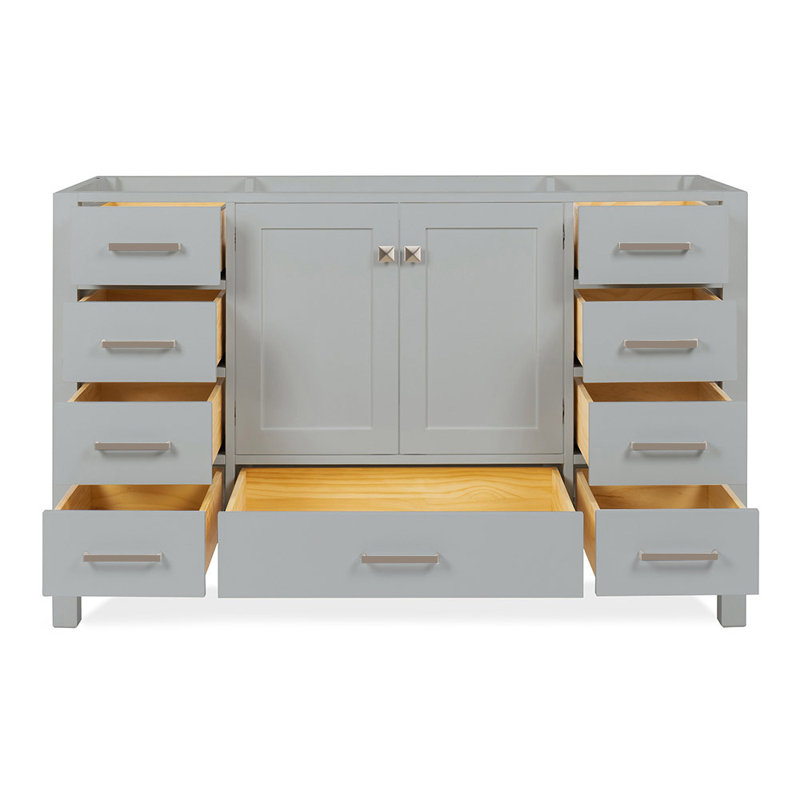 Cambridge 54'' W Bathroom Vanity Base, Gray, Brushed Nickel