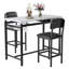 Ensemble de table de cuisine, table de salle à manger et chaises pour 2, ensemble de table de salle à manger 3 pièces avec 2 chaises rembourrées, ensemble de table de salle à manger de bar pour petits espaces, appartement, petit-déjeuner, pub, noir rustique-519649723