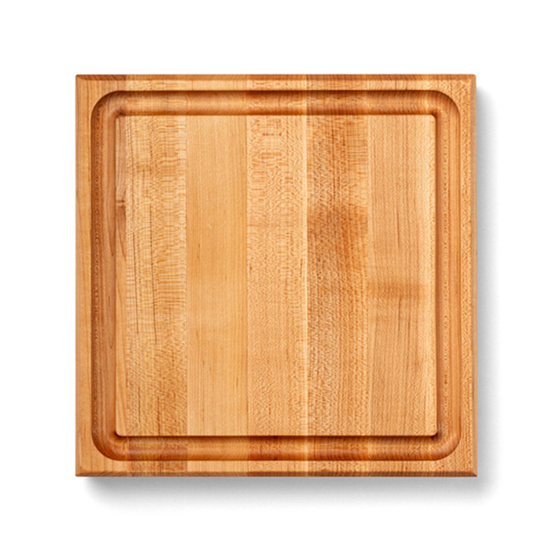 John Boos Chef's Collection Edge Grain 1.75" Maple Cutting Board with Groove, 12" L x 12" W x 1.75" D