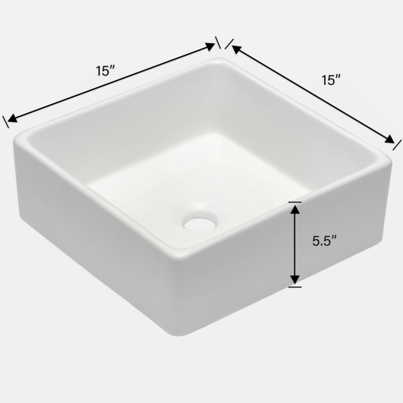Lavabo de salle de bain vasque carré en céramique 15X15