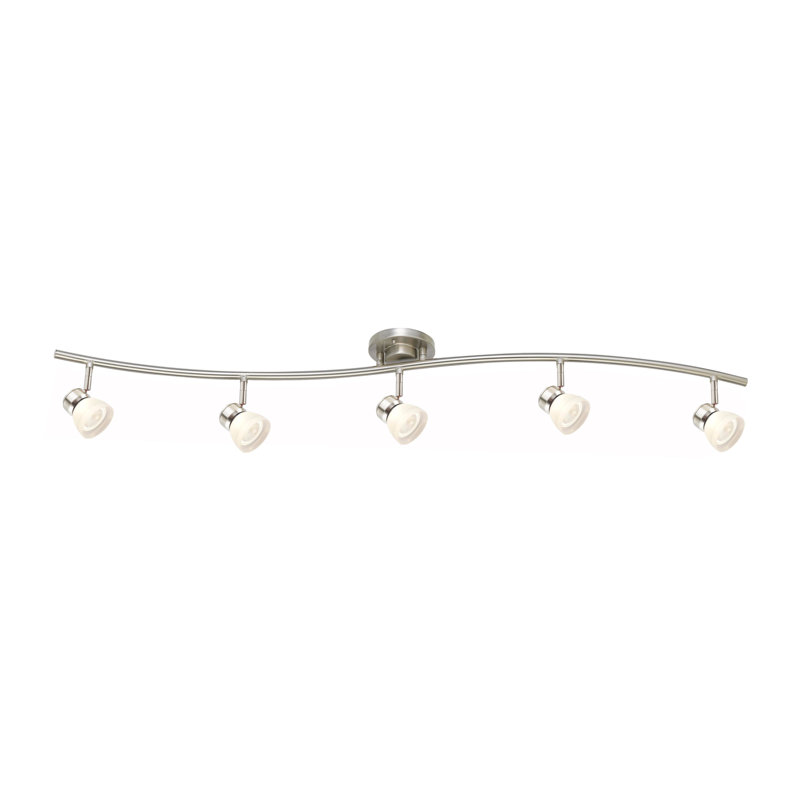Ensemble d'éclairage sur rail 5 lumières 5 lumières R8000-5l-dbclb, Blanc givré, Argent