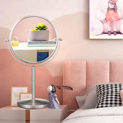 Miroir de maquillage grossissant 10X, miroir de table de 8 pouces avec grossissement 1X / 10X double face