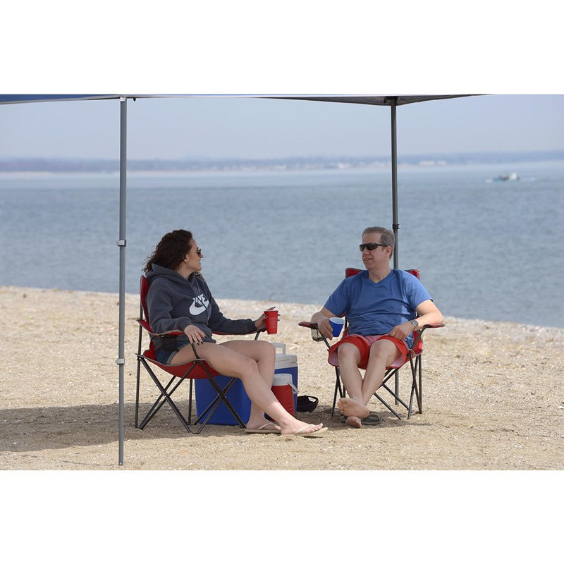Chaise pliante Quik Shade Chair avec porte-gobelet avec accoudoirs et sac de transport et de rangement, rouge