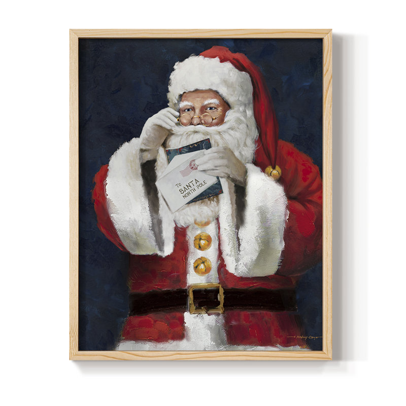 Lettre au père Noël, reproduction encadrée - bois massif, H 30 po x l 24 po, Naturel