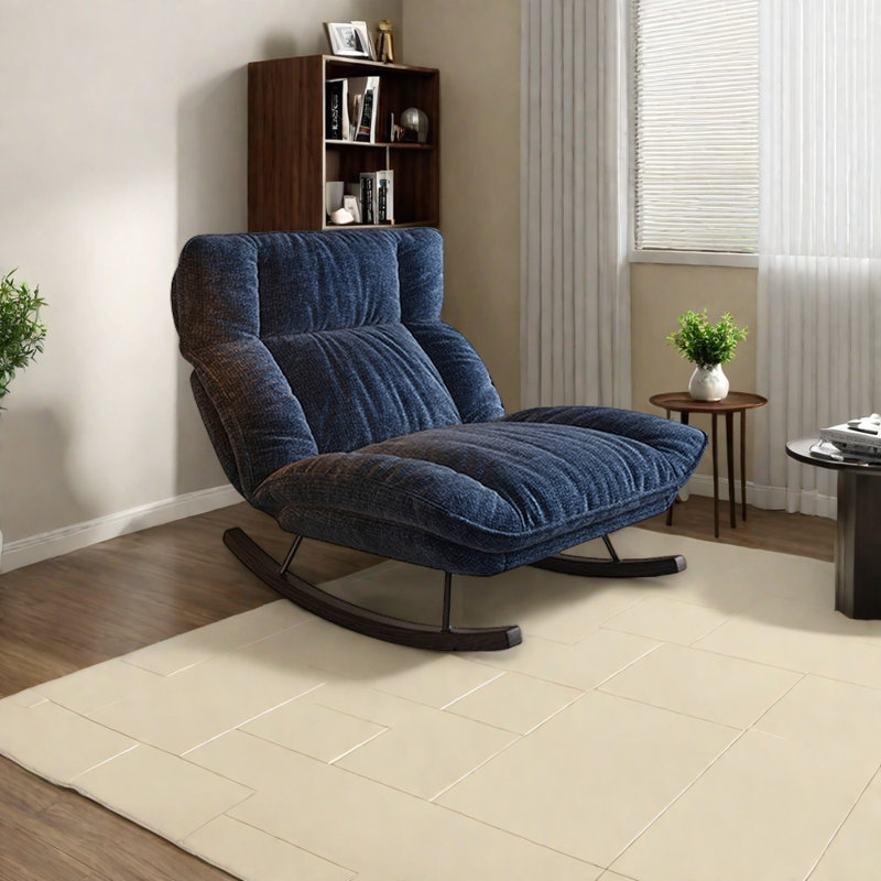 Chaise berçante confortable et réglable, Bleu