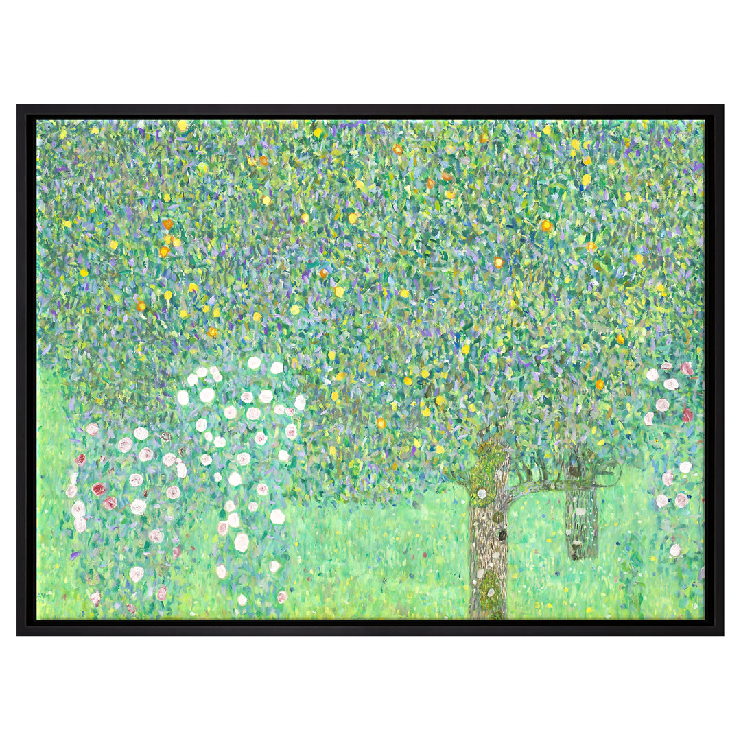 Gerahmtes Leinwandbild Roses Under Trees von Gustav Klimt