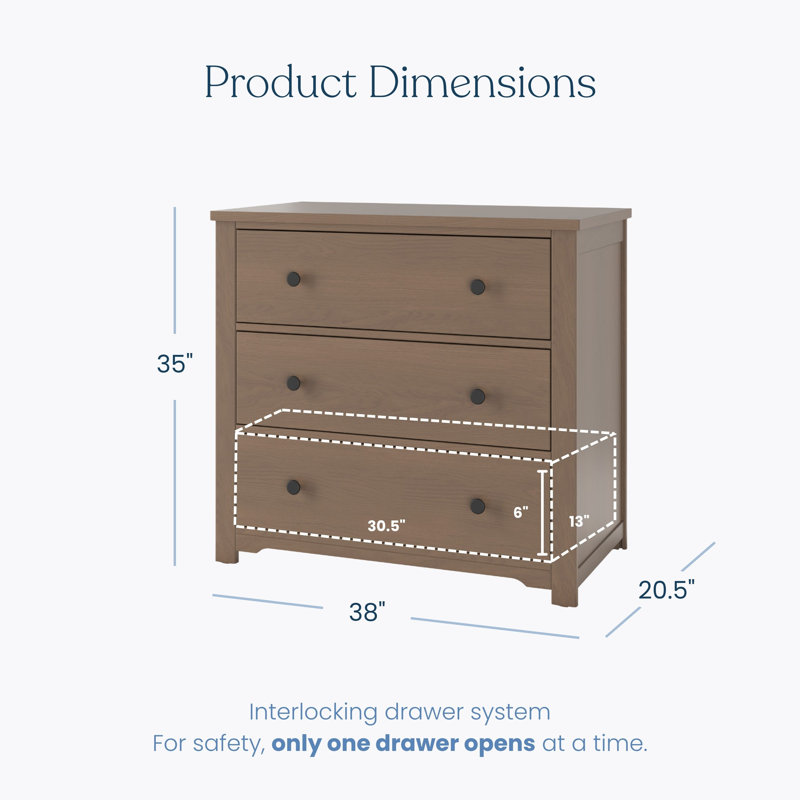 Harmony 3-Drawer Changing Table Dresser, Dusty Heather