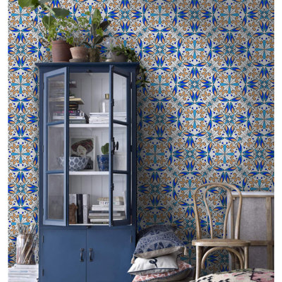 Roll 250X104cm Mural Kitchen Livingroom Bedroom - Maroko Ornamentgolden Large