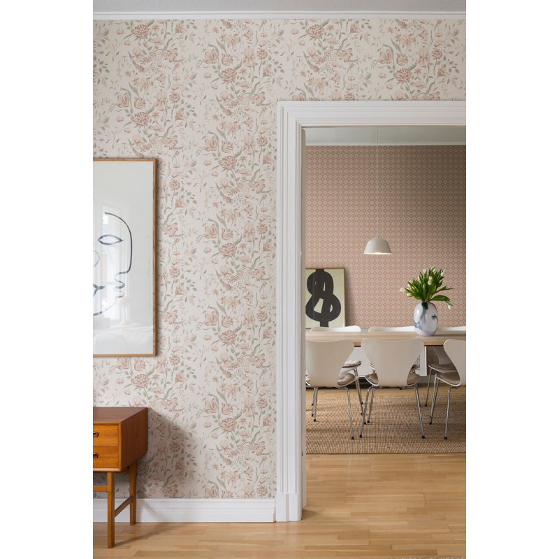 Huset I Solen Floral Wallpaper Roll by Sandberg, Powder Pink