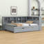 Lit de jour moderne en L avec rangement en bois - Lit gigogne simple, tablettes, station de charge USB et cadre de plateforme | Aucun sommier requis (filles, garçons, adolescents)