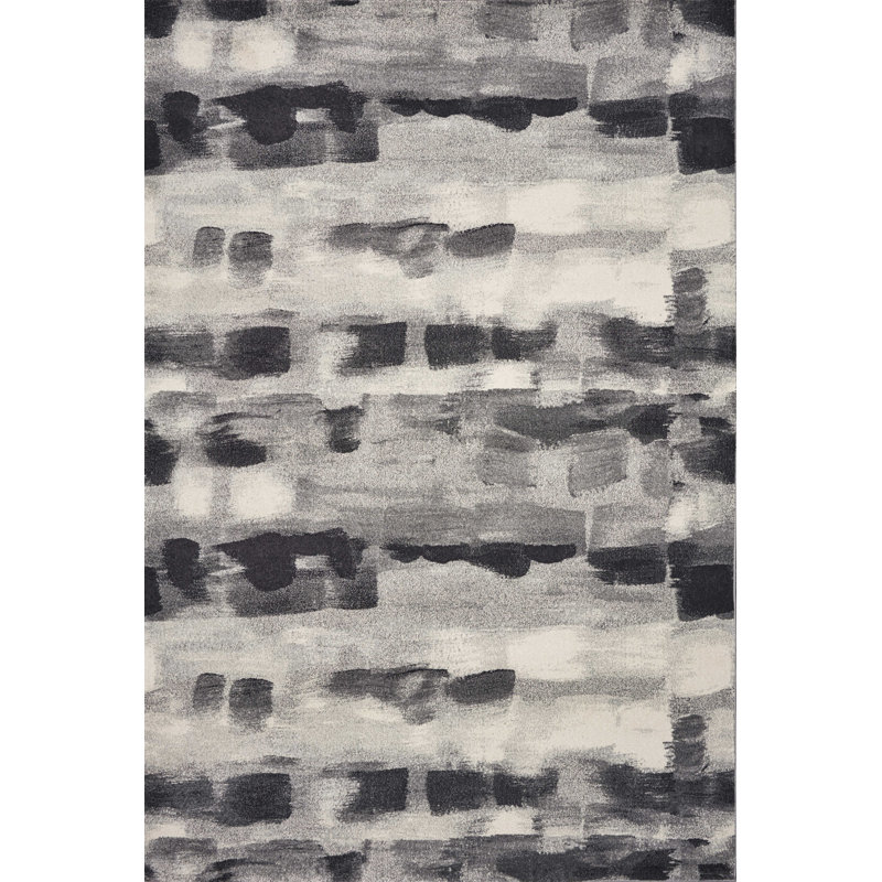 Gray Abstract Area Rug, Rectangle 7'10" x 10'10"